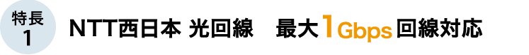 特長1 NTT光回線 最大1Gbps回線対応